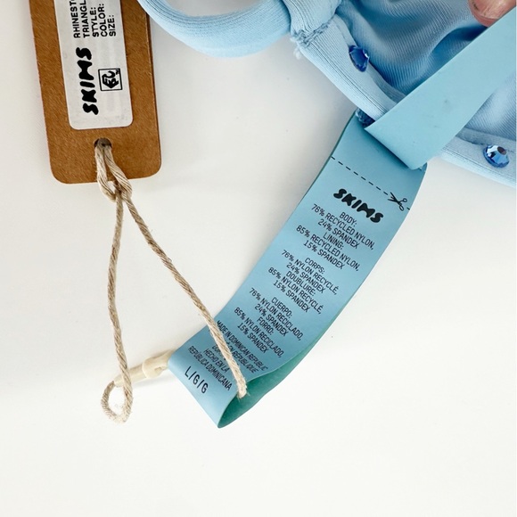 NWT Skims Rhinestone Triangle Bikini Top in Iris Blue Large - Picture 5 of 8